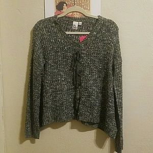 Cute Grey Knit Sweater with tie design